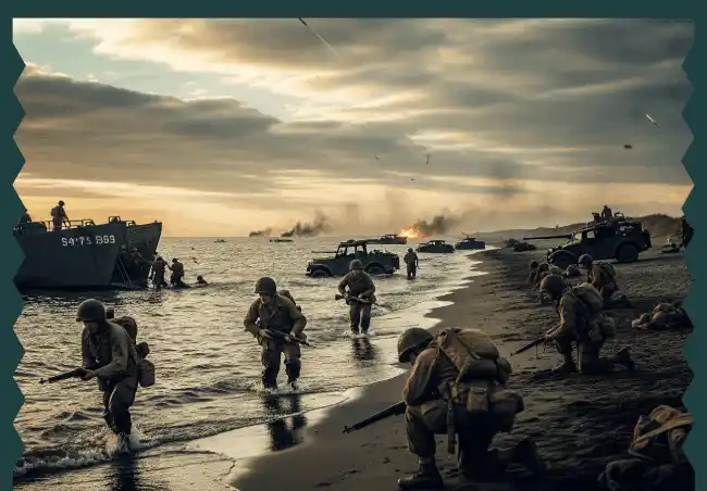 Imagen de soldados en la costa